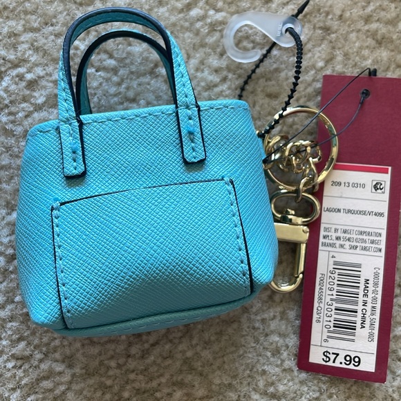 Lot of 4 Merona MINI Tote Keychains/ Bag Charms, 3 metallic and 1 Blue. NWT - Picture 4 of 11